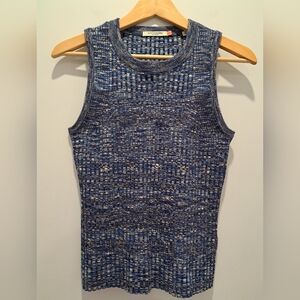 Scotch & Soda Blue Space Dyed Melange Sleeveless Knit Sweater Vest Top Womens M